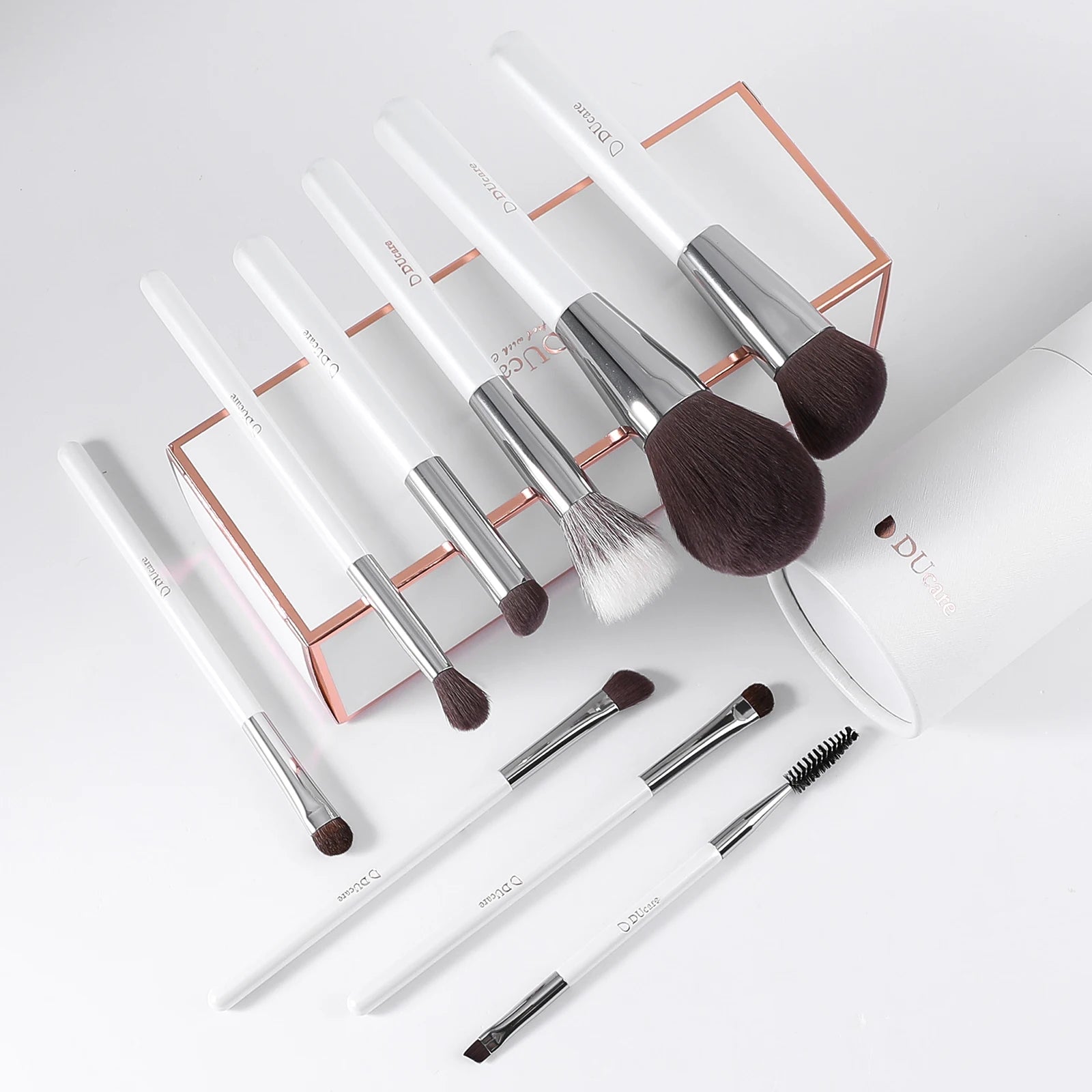 DUcare Makeup Brush Set 9pcs Foundation Blending Powder Blush Concealers Eyeshadows Brushes Must Have Beginner Use With Holder