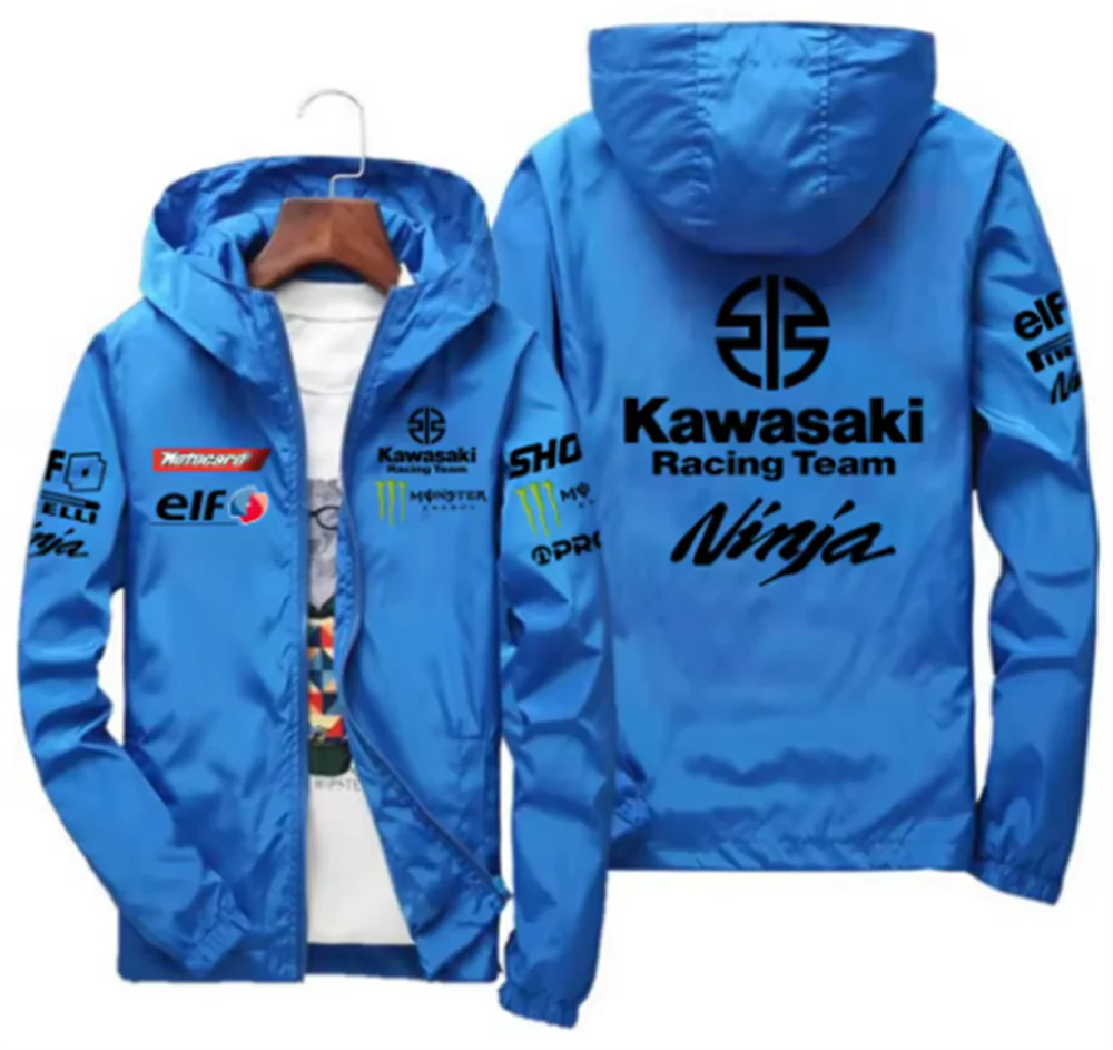2025 Fashion New Kawasaki Motorcycle Jacket, Racing, Waterproof and Windproof, Outdoor Sports Bicycle, Men's Fan Jacket