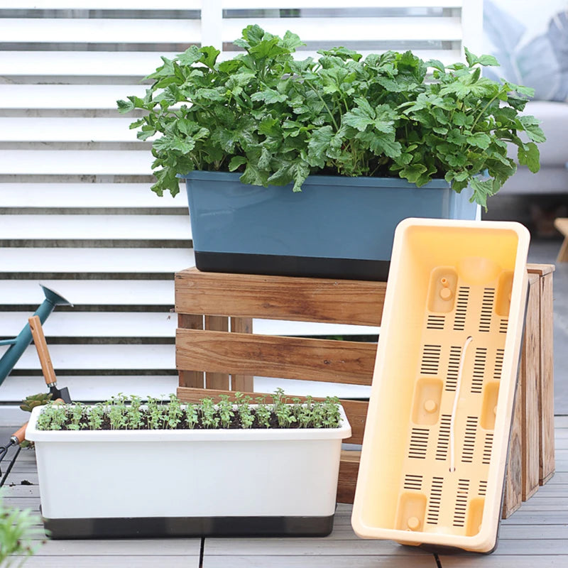 Second Generation Thickened Hollen Pot Self-priming Water Breathable Rectangular Vegetable Pots Home Garden Balcony Planting Box