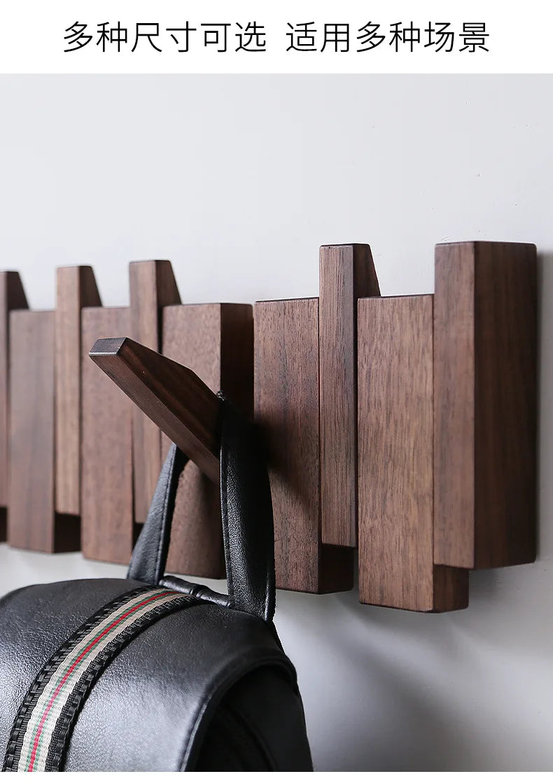 Walnut Coat Racks Wall Hanging Wall Entry Door Porch Hanging Coat Rack Perforated Solid Wood Creative Piano Keys Clothes Hook
