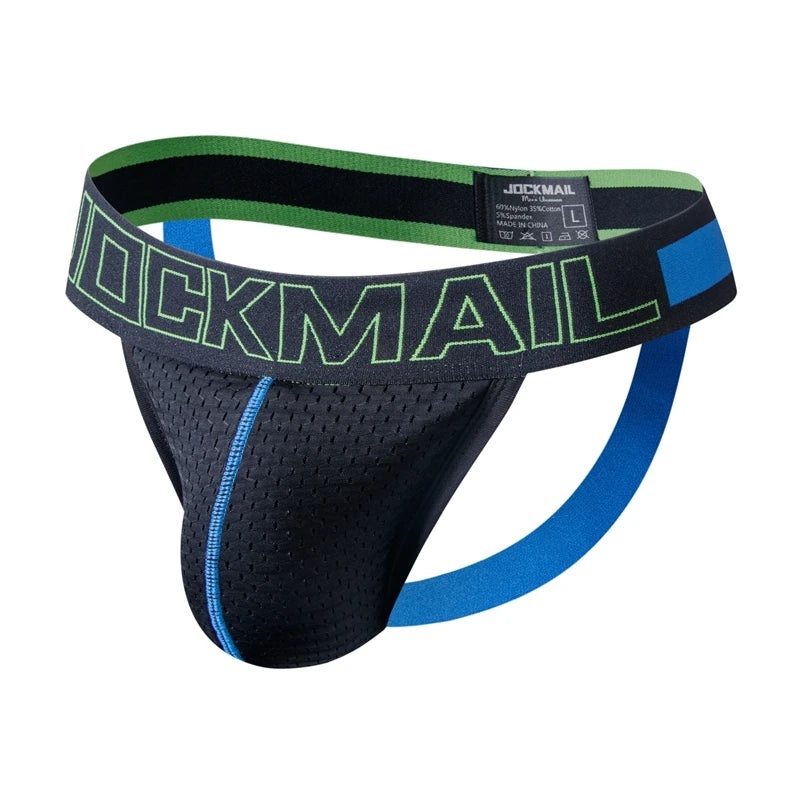 JOCKMAIL New Jocks Men Mesh Low Waist Sexy Men Underwear Briefs Gay Penis Pouch Wonderjock Bikini Underwear Man Jockstrap thong