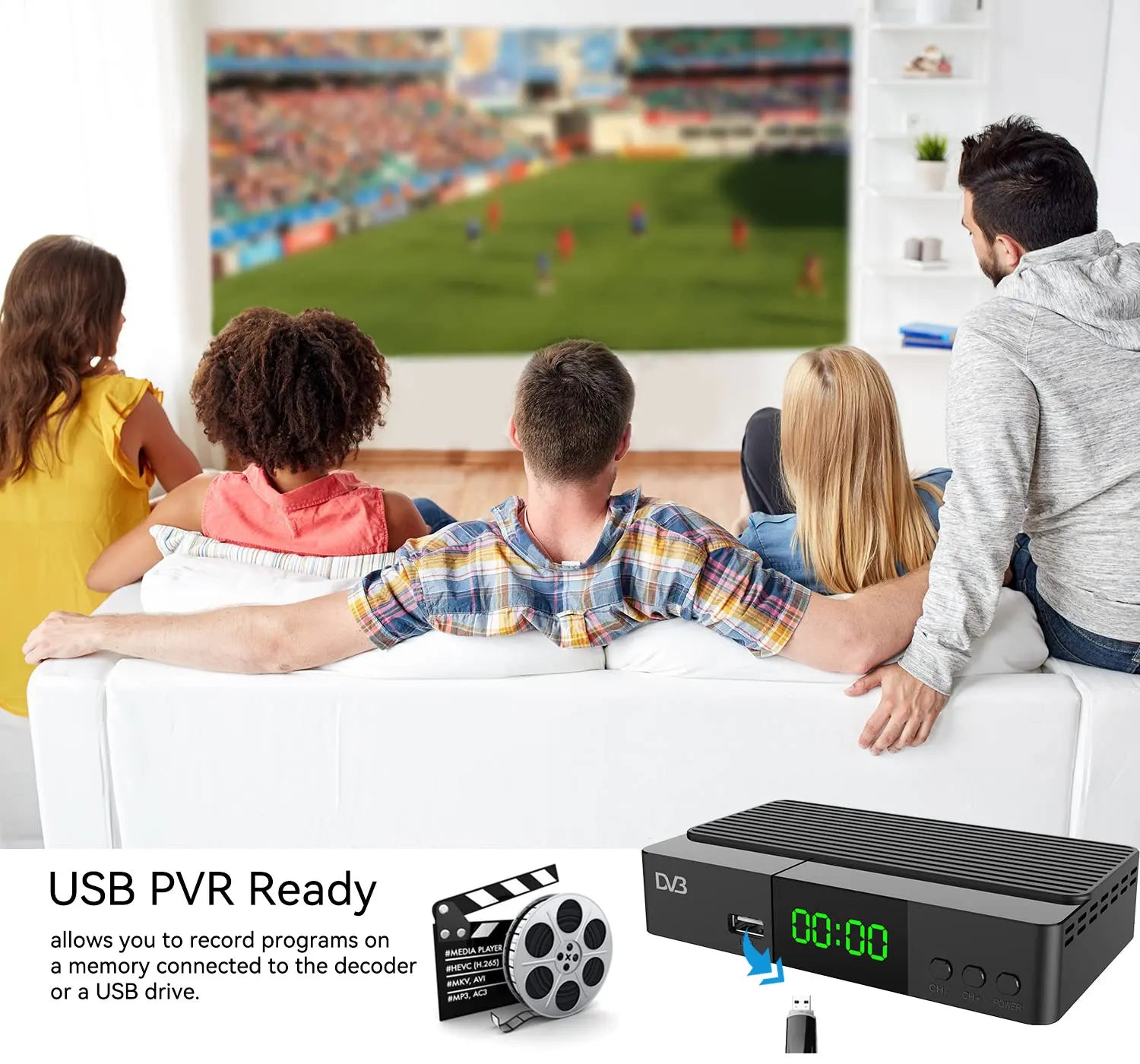 JN812 H.265 TDT DVB-T2 C Digital Terrestrial TV Receiver HD DVB-T2 FTA Set Top Box EPG USB PVR TV Tuner for HD/Old TV