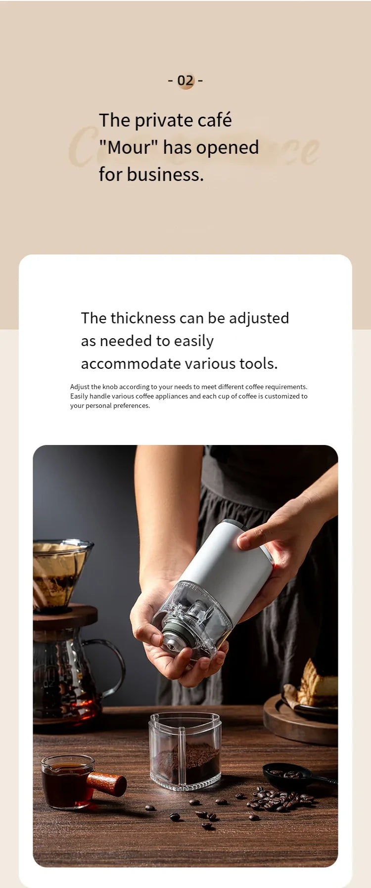 Household Coffee Bean Grinder Kitchen Small Grinder Induction Self-Stop Strong Power Grinding Fine Portable Small Grinder