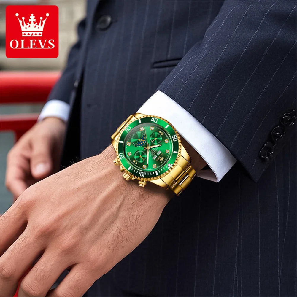 OLEVS 6729 Automatic Watch Man 24 Hour Moon Phase Mechanical Watch For Men Luxury 30M Waterproof Luminous Date Men's Wristwatch