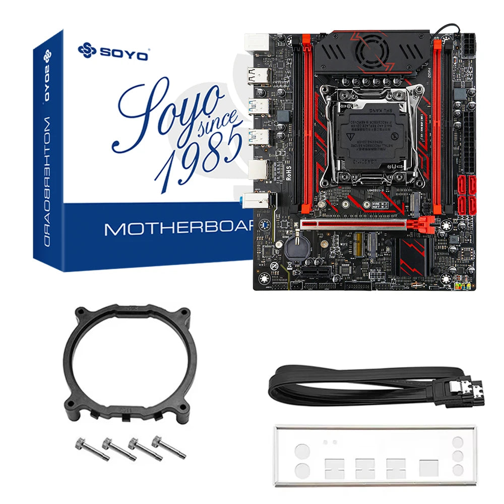 SOYO X99 C612chip Gaming Motherboard Set with Intel Xeon E5 2680 V4 CPU& DDR4 ECC8G*2 2133MHz RAM M.2 NVME for Desktop PC