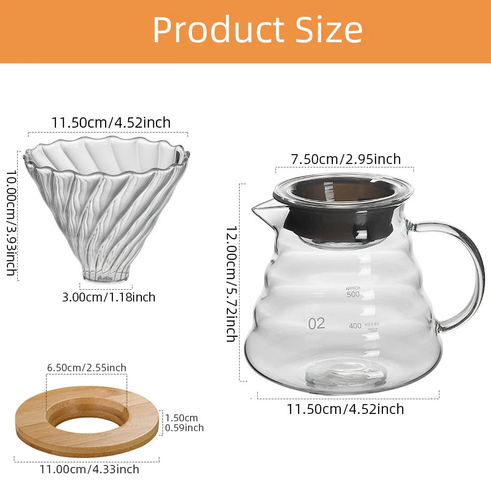 Glass Coffee Pot Set Sharing Pot Filter Free Paper Filter Cloud Pot American Drip Pot Reusable Coffee Utensils