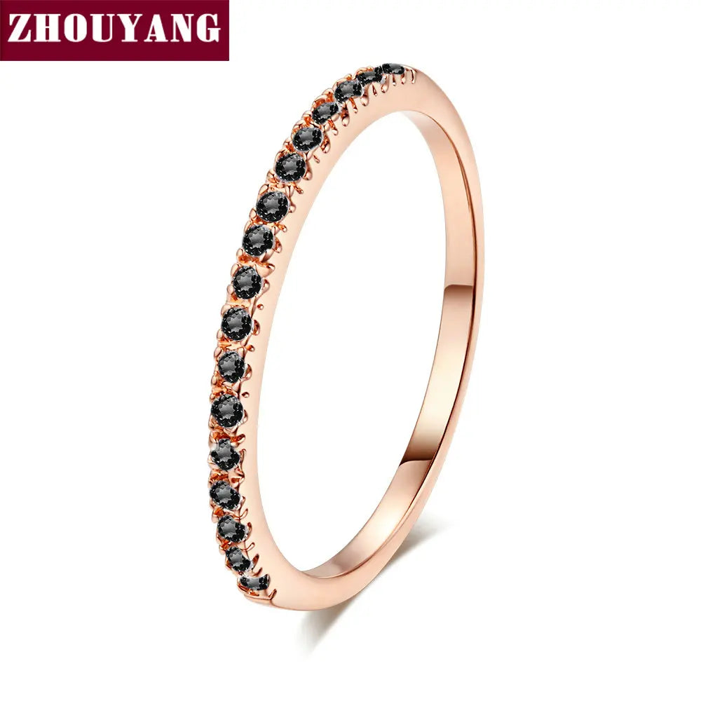 Dainty Wedding Ring For Women Man Concise Classical Multicolor Mini Zircon Rose Gold Color Fashion Jewelry R132 R133 ZHOUYANG