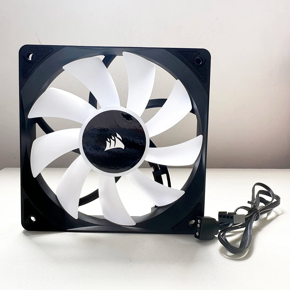 CORSIR AC120 RGB Fan Heat Sink High Air Flow Pressure/5V RGB High Performance/8 LED Lights 120MM Black/White