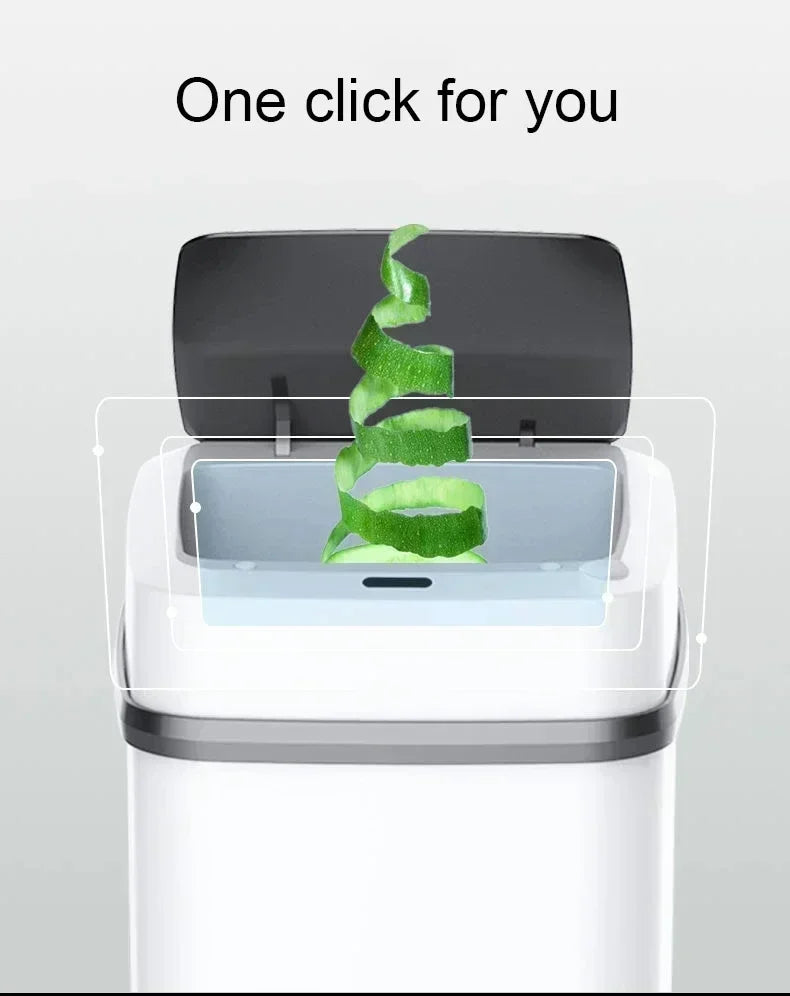 13L Household Kitchen Living Room Bathroom Intelligent Sensor Touchless Open Lid Trash Can