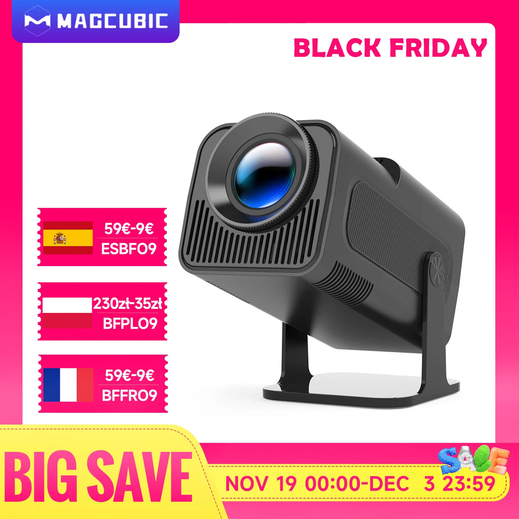 Magcubic HY320 4K Android 11 Projector 390ANSI Dual WiFi6 BT5.0 Portable Cinema Native 1080P for Outdoor Movie Home Theater