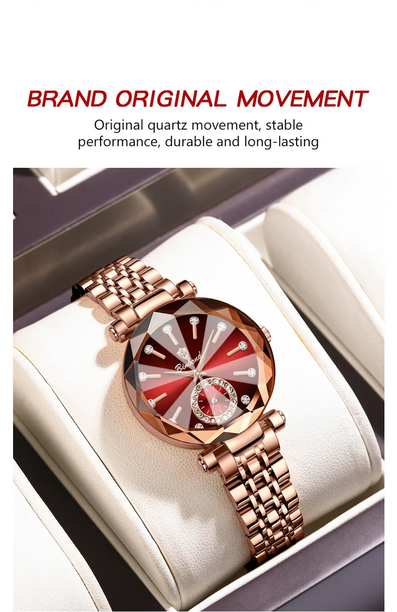 BINBOND Fashion Elegant Women Quartz Watches Original Heart Of The Ocean Design Waterproof Luminous Diamond Lady Casual Watches