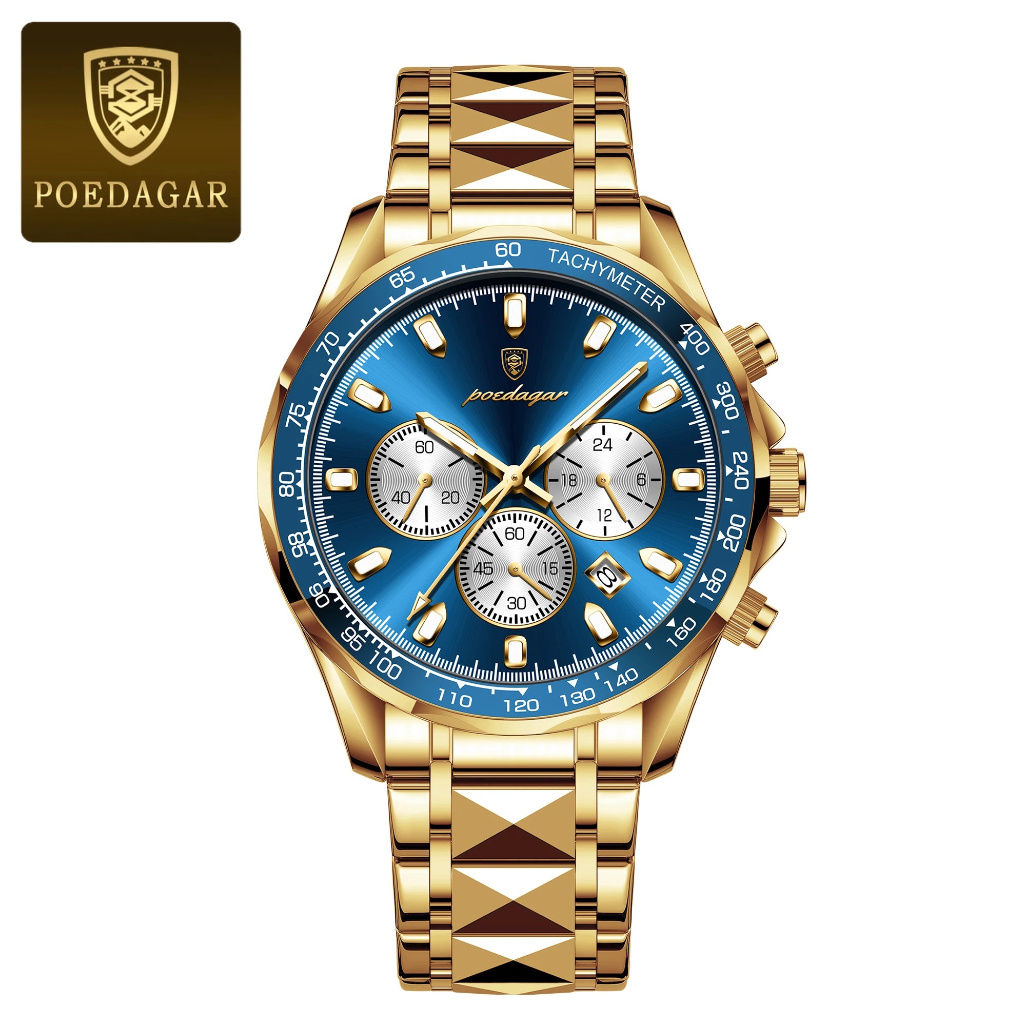 POEDAGAR Luxury Men's Watches Waterproof Luminous Date Chronograph Watch For Man Stainless Steel Fashion Sports Quartz Men Watch
