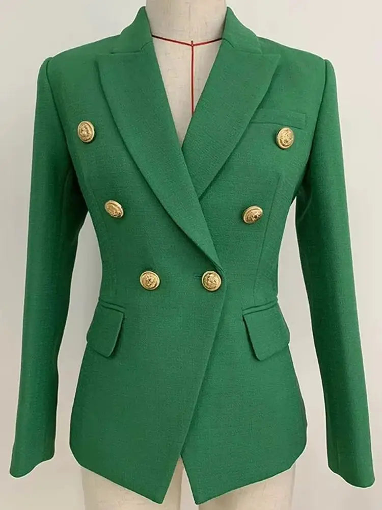 HIGH QUALITY New Fashion 2025 Baroque Designer Blazer Jacket Women's Silver Lion Buttons Double Breasted Blazer Outerwear