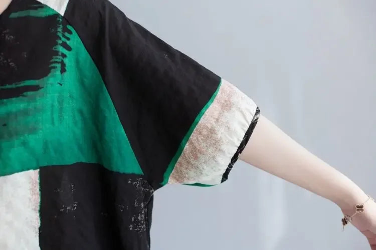 Women Clothing 2025 New Summer Clothing New Style Retro Loose Cotton Linen Short-sleeved T-shirt Top