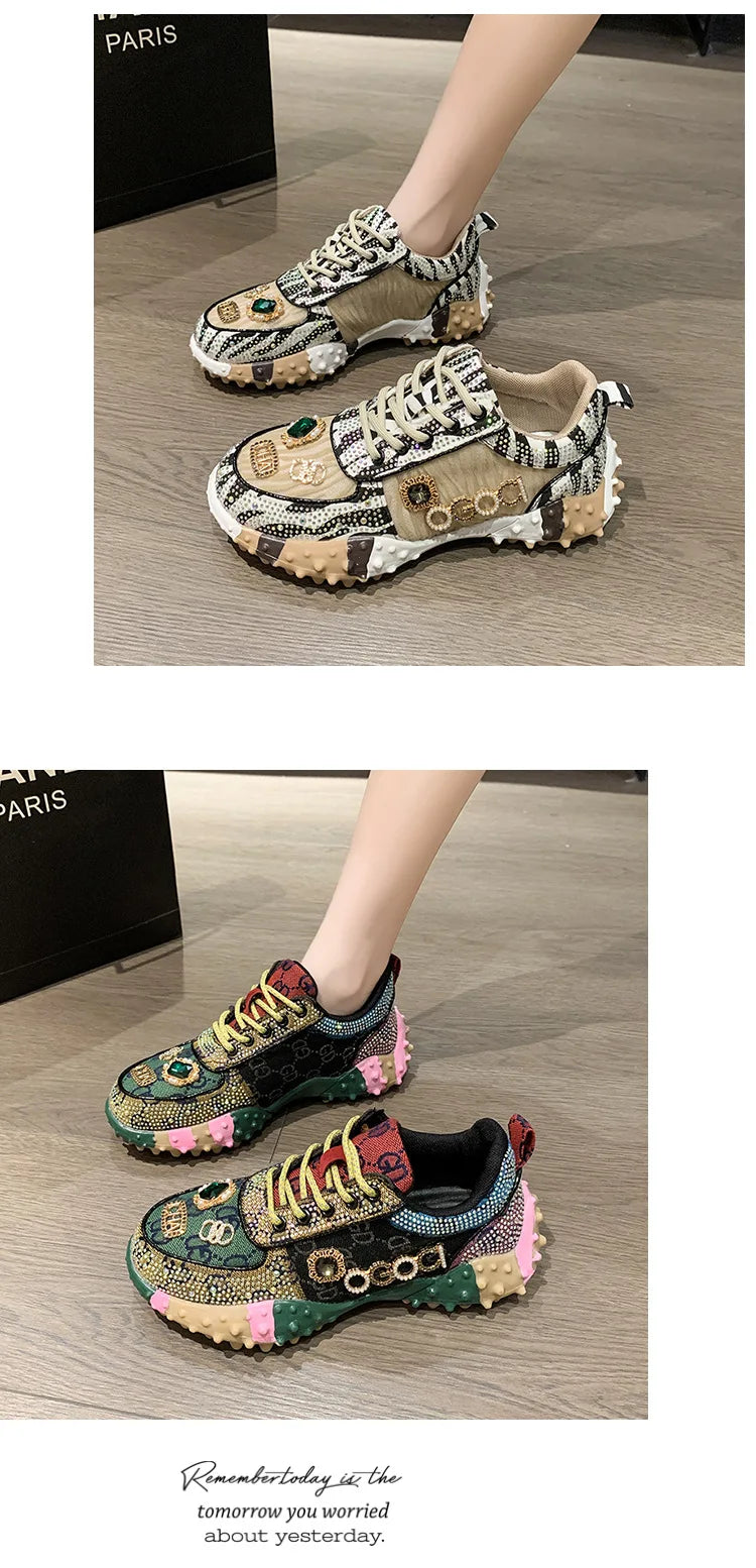 2025 Women Shoes New Rhinestone Women Sneakser Diamond Breathable Casual Designer Sneakers for Women Tenis Shose