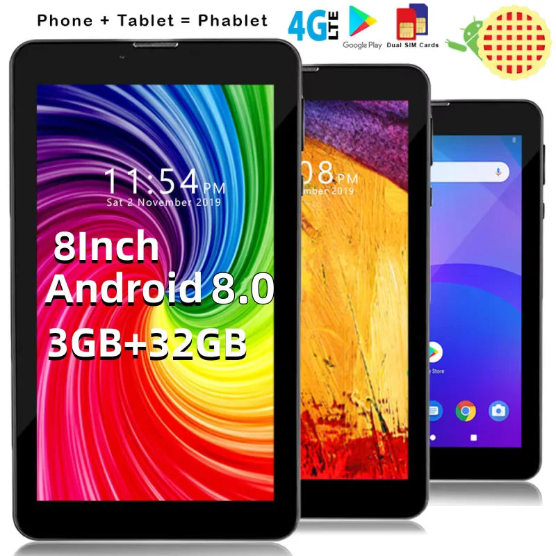 1920x1200 Pixels 8” Android 8.0 Tablet 3GB RAM 32GB ROM 10-Core MTK6797 4G Phone Call Dual SIM Card WIFI Support GPS Bluetooth