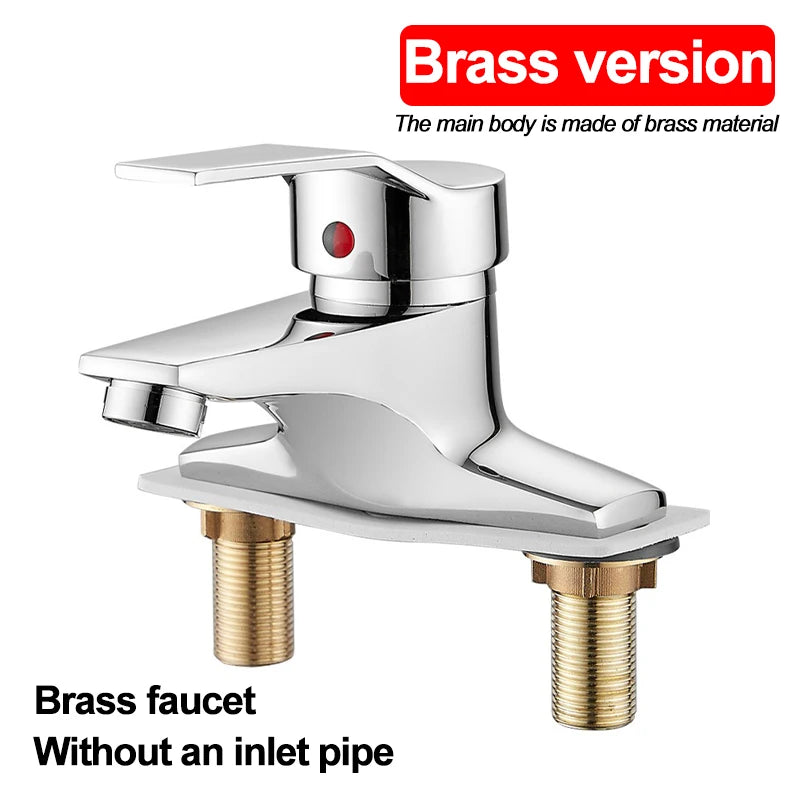 Household Bathroom Basin Faucet, with Dual Control for Hot and Cold Water, Made of High-quality Copper or Alloy Material