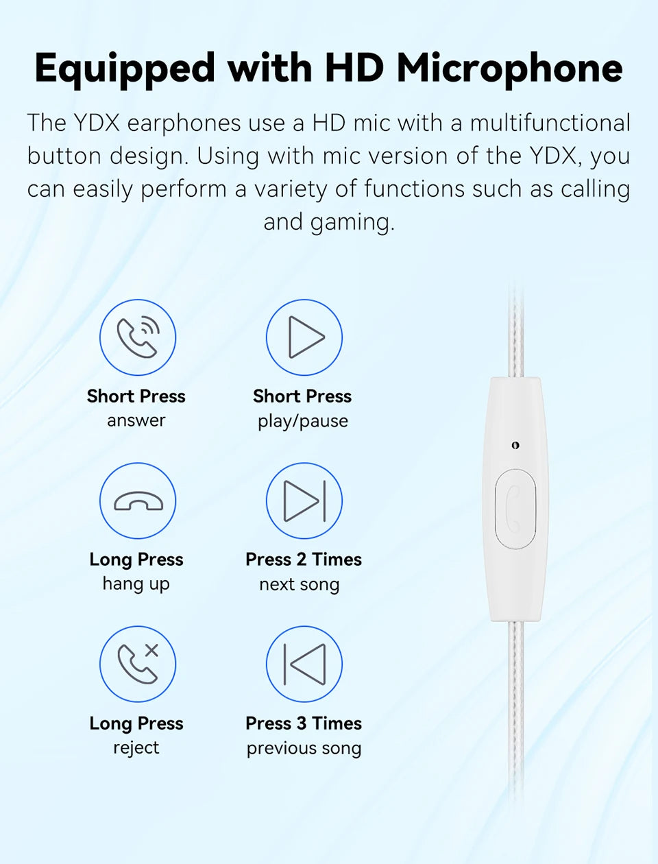 NICEHCK YDX Earbud HiFi Wired Microphone Earphone 14.8mm Dynamic Driver Music Headset With 2Pin Silver Plated OCC Mixed Cable