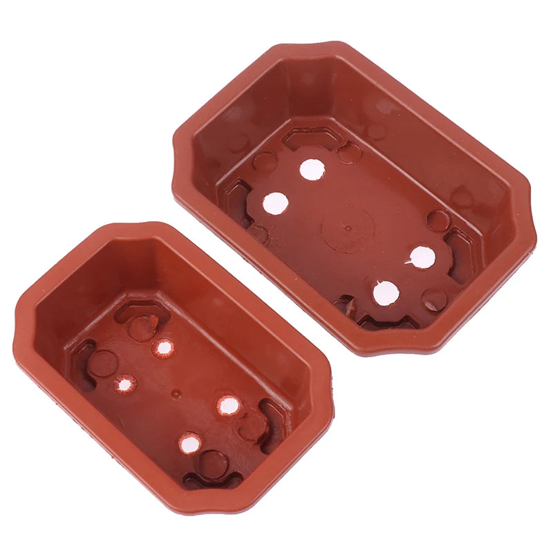 1pc Bonsai Pots Vintage Plastic Bonsai Plants Growing Pot Rectangular Classical Bonsai Pot Cactus Pot Flower Pot Gardening Pot