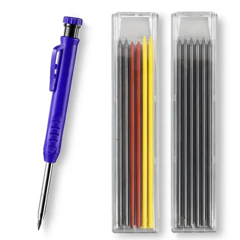 Solid Carpenter Pencil Set Woodworking Tools Mechanical Pencil 5 Colors Refill Construction Job Tools Carpentry Marking Scriber