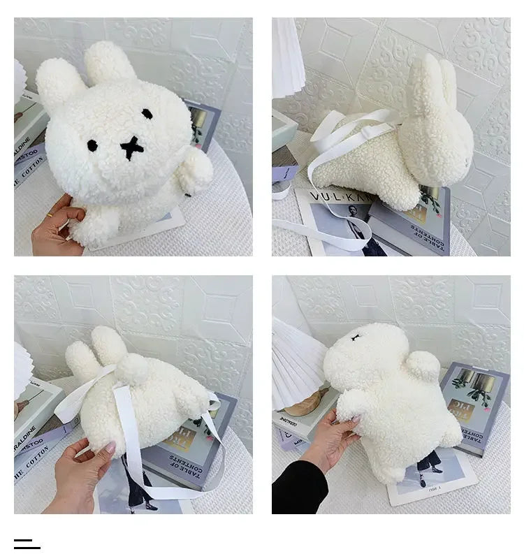 Kawaii Miffy Rabbit plush bag Doll Tote cartoon cute One shoulder Crossbody storage bag Birthday toy Christmas gift