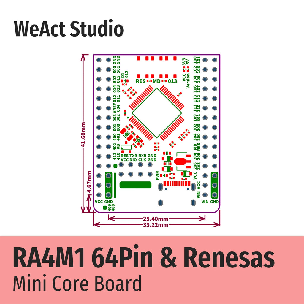 WeAct RA4M1 Renesas R7FA4M1AB3CFM#AA0 R7FA4M1 R7FA4M1AB3CFM Core Board Demo Board