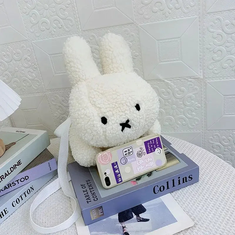 Kawaii Miffy Rabbit plush bag Doll Tote cartoon cute One shoulder Crossbody storage bag Birthday toy Christmas gift
