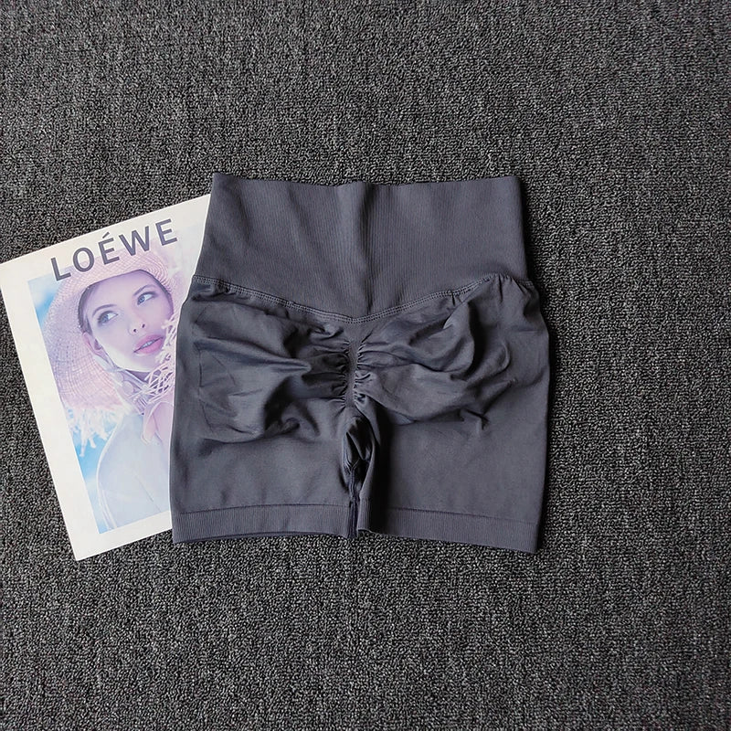 Yoga Shorts Peach Hot Girls Three-Cross Pants High Waist Knitted Pressure Running Sport Elastic Belly Lifting Butt Tight Pants