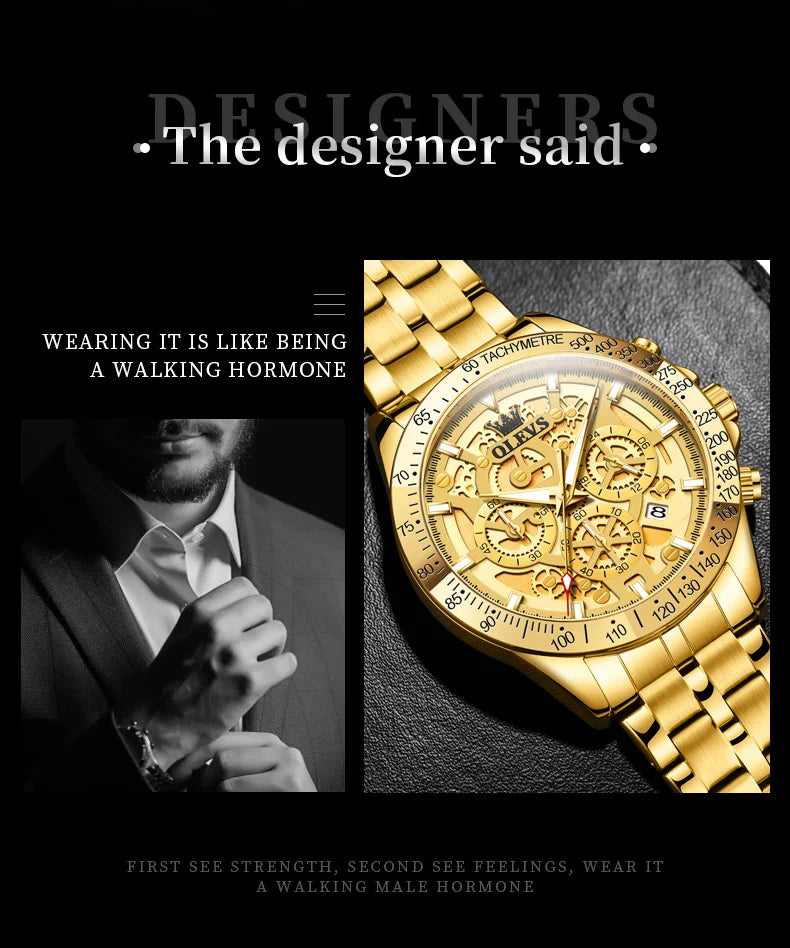 OLEVS 9913  Men's Watches Original Quartz Watches For Men Waterproof Luminous Chronograph Date 24 Hours Watches Luxury Men