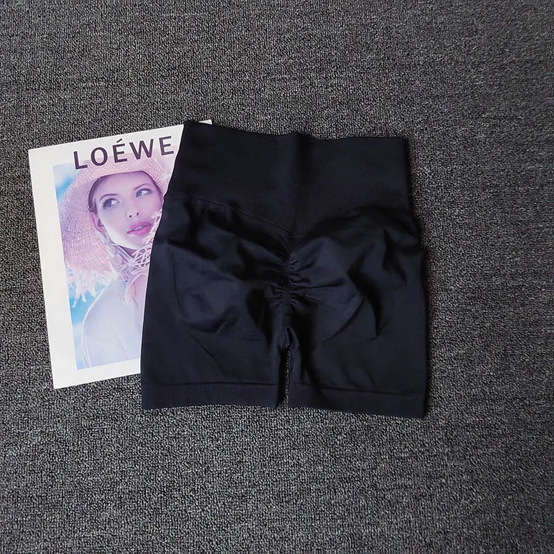 Yoga Shorts Peach Hot Girls Three-Cross Pants High Waist Knitted Pressure Running Sport Elastic Belly Lifting Butt Tight Pants