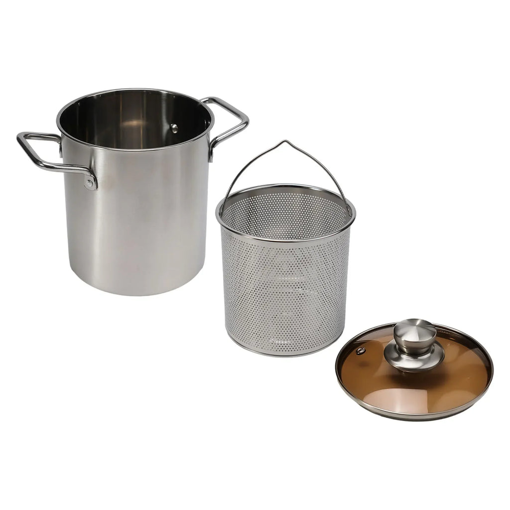 1Pc Silver Stainless Steel Frying Pot With Basket Multipurpose Deep Frying Pot Milk Pot Soup Pot Kitchen Supplies Cooker