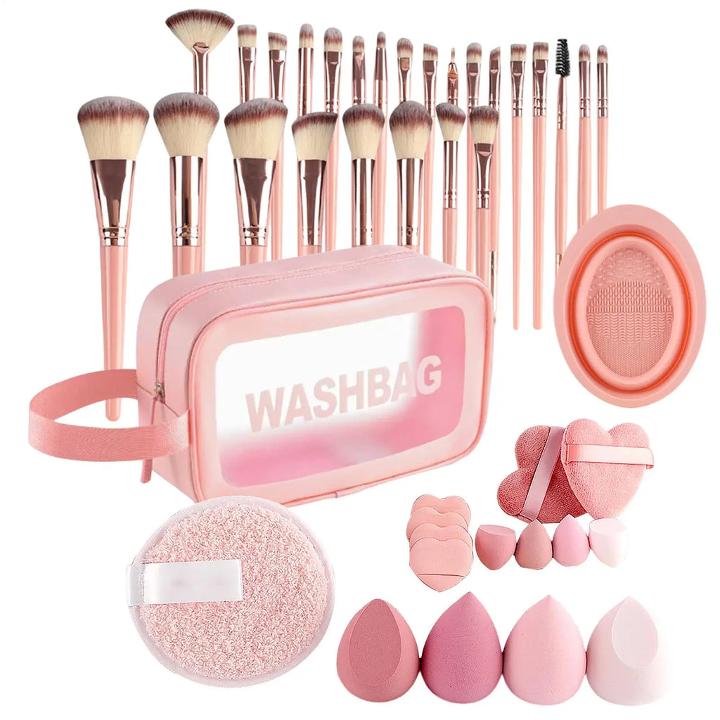 Makeup Tools Kit 46Pcs Foundation Makeup Brush Set Professional Makeup Sponge Removal Puff Cleaning Bowl Makeup Brush Set