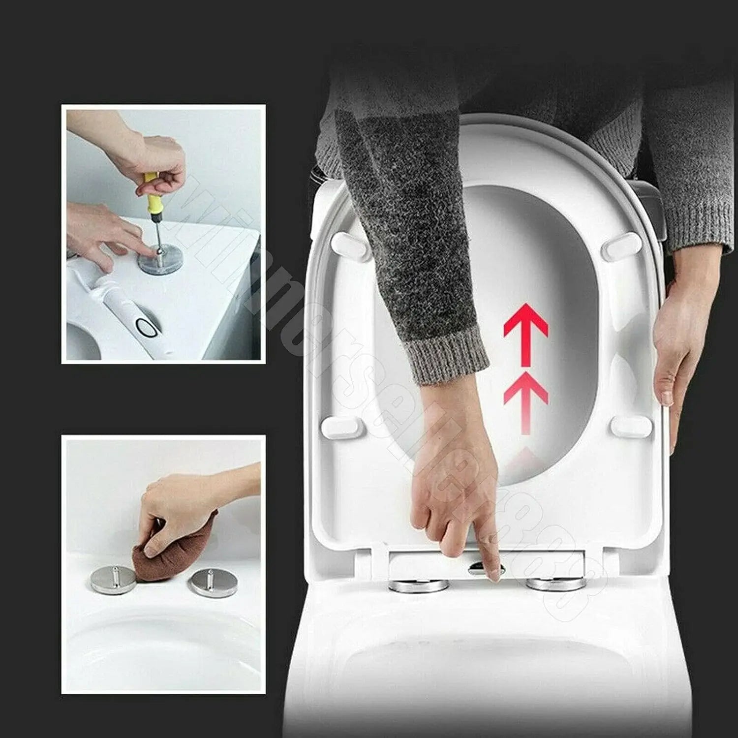 BRIEFNESS D-Type Toilet Cover with Soft-Close Mechanism clip-on toilet seat Antimicrobial Easy to CleanRemovable