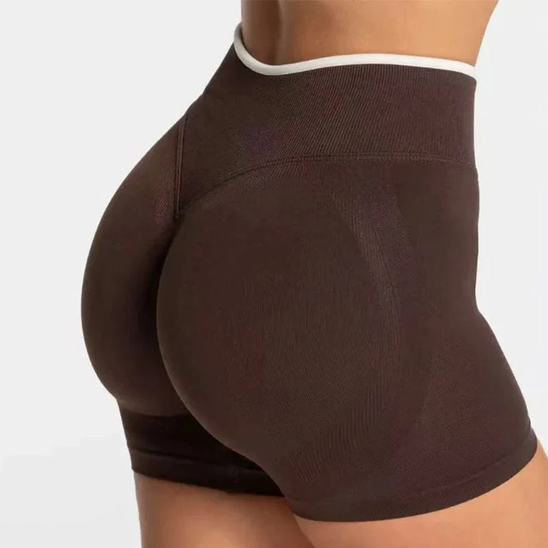 Women White Waist Tight Summer Seamless Sports Shorts High Waist Hip Lifting Yoga Pants Running High Elastic Sport Shorts Female