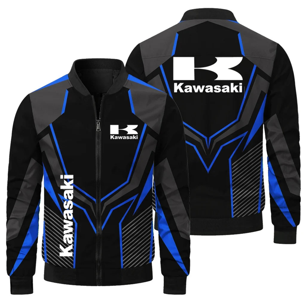 New Kawasaki Printed Men's Jacket Casual Motorcycle Jacket Fashion Outdoor Cycling Racing Jacket Sports Kawasaki Clothing