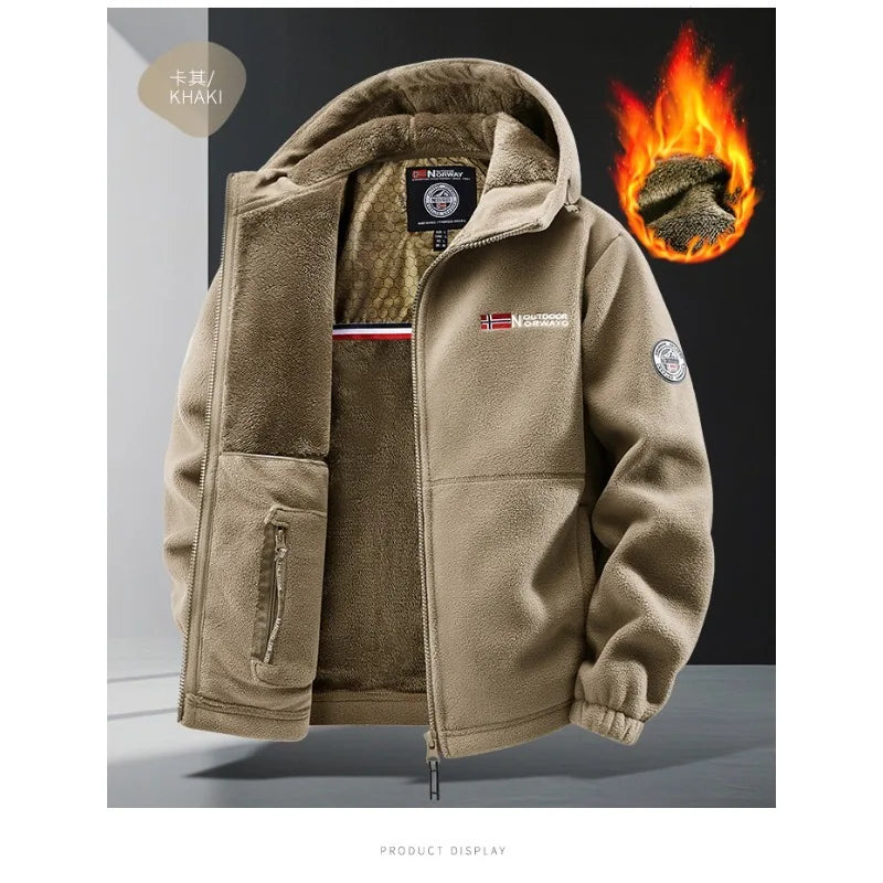 Winter New Fashion Trend Retro Sports Thick Warm Lamb Wool Jacket Men's Casual Loose Comfortable High-Quality Plus Size Jacket