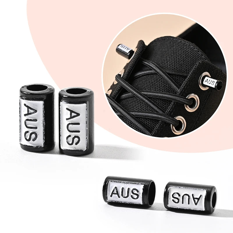 No Tie Shoe Laces Cylindrical buckle Black White Fashion Without Ties Elastic Laces Sneaker Kids Adult