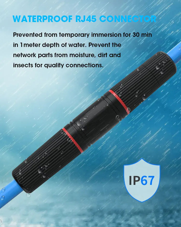 ZoeRax RJ45 Connector Waterproof IP67 Ethernet Network Cable Connector Coupler Outdoor Lan Coupler Adapter Female for Cat5e CAT6