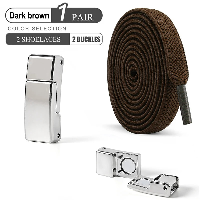 Magnetic Buckle No Tie Shoe Laces Elastic Shoelaces Without Ties Laces Sneaker Kids Adult Widened Flat Shoelace for Shoes