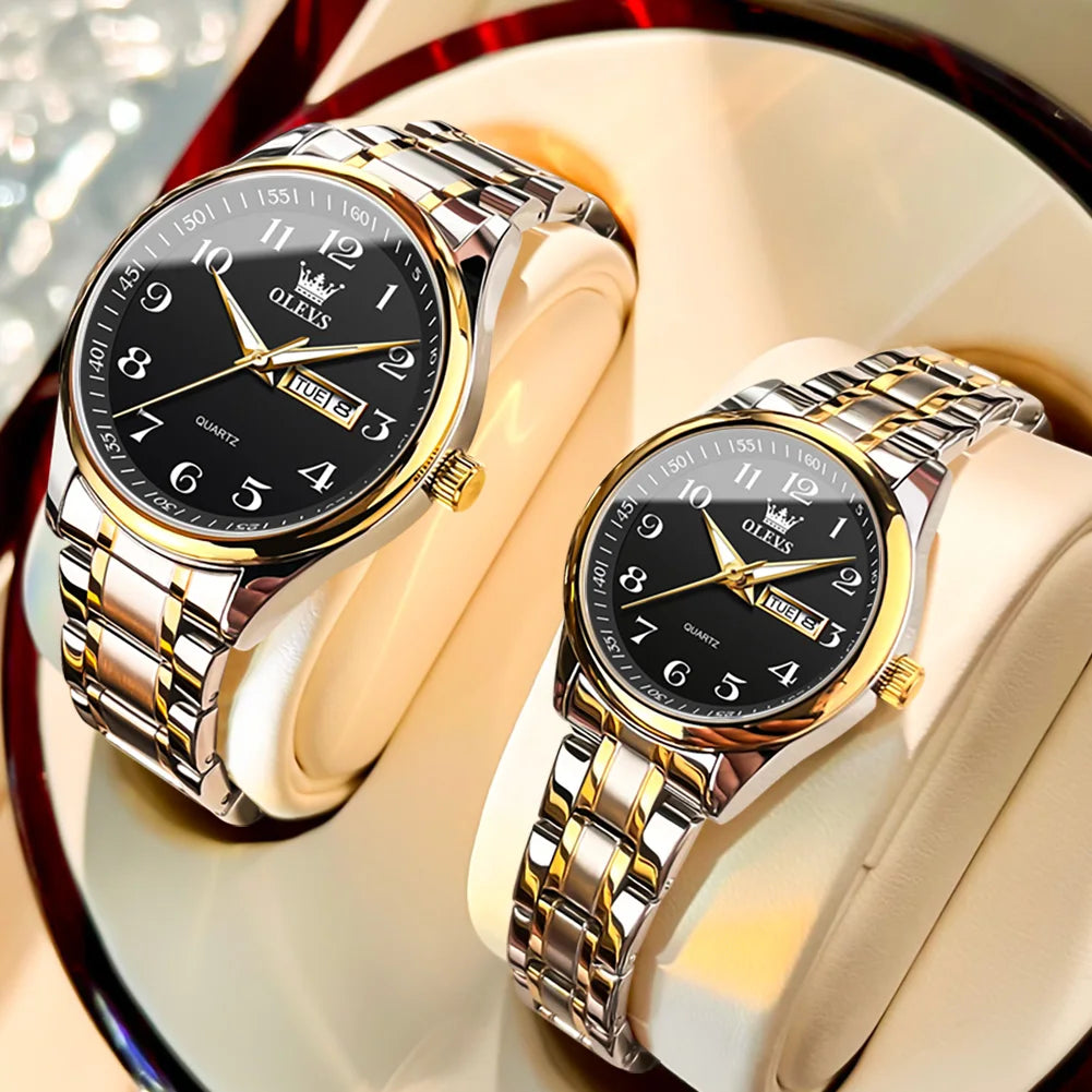 OLEVS 5567 Couple Watches Waterproof Luminous Wristwatch for Lover Date Men‘s and Women's Wristwatch Simple Fashion