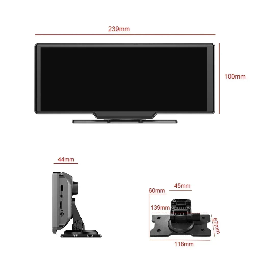 Srnubi 10.26" Dash Cam Rearview Carplay Android Auto 4K DVR Navigation Player Dual Len Recorder Dashboard WIFI BT