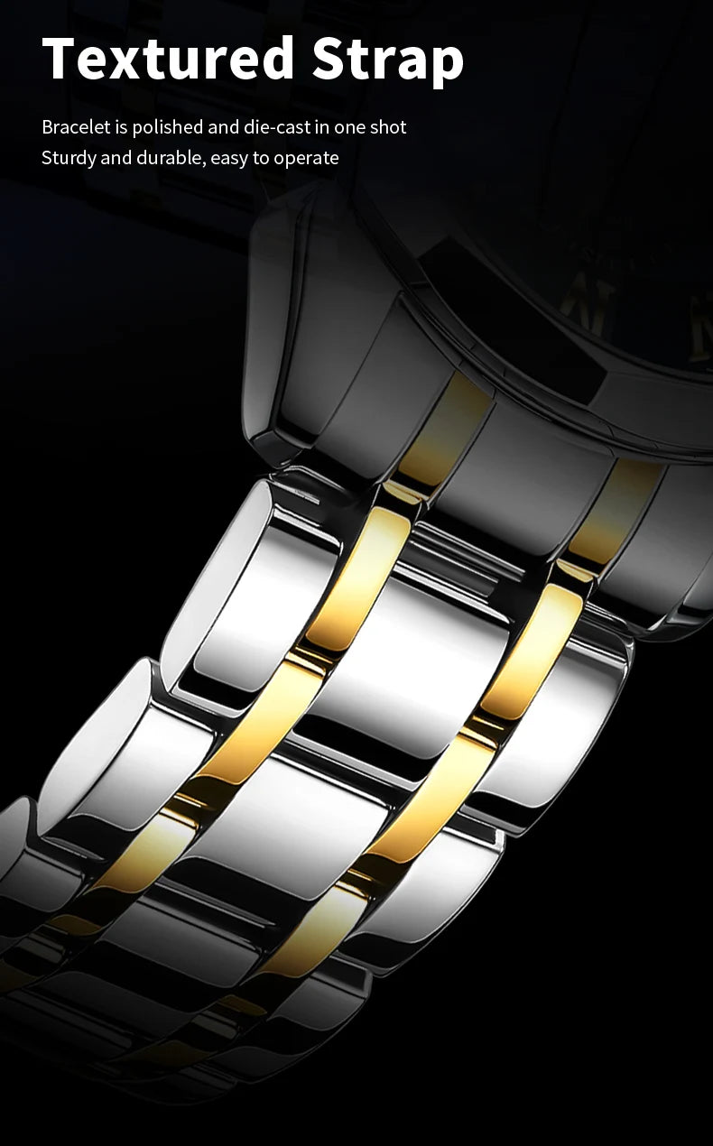 OLEVS 3675 Mens Watch Original Multifunctional Chronograph Quartz Watch Moon Phase Watches For Men Waterproof Mens Gifts Reloj