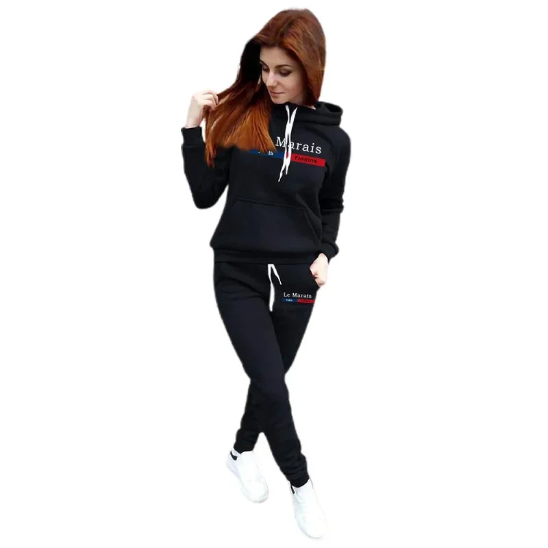 Clothing Comfort Set Quality Casual Hot Sales Fashion Woman Two Piece Set Daily Hoodie Sports Jogging Printing Women's Tracksuit