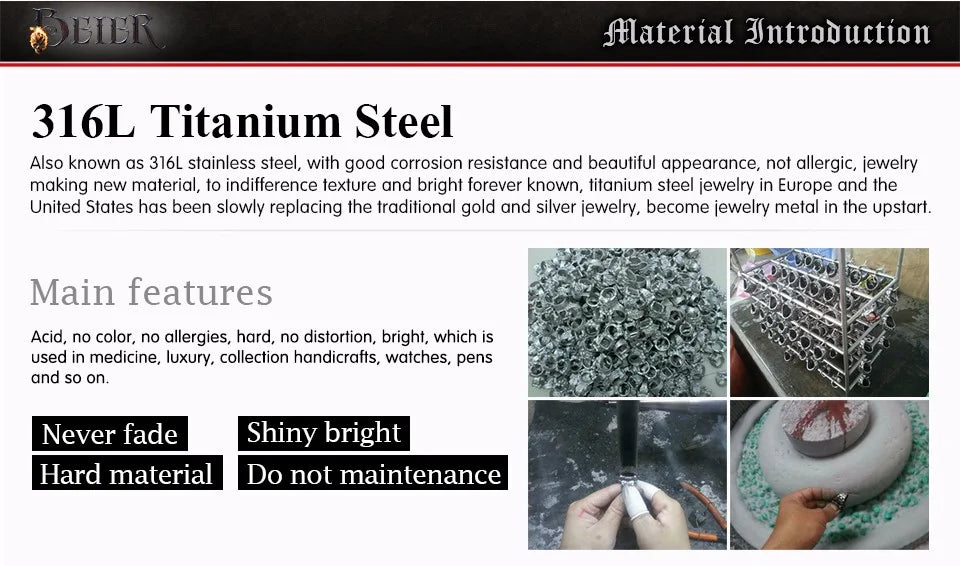 Beier Cool Men's Retro Egypt Pattern Stainless Steel Gothic Style Fashion Ring For Man LLBR8-037R