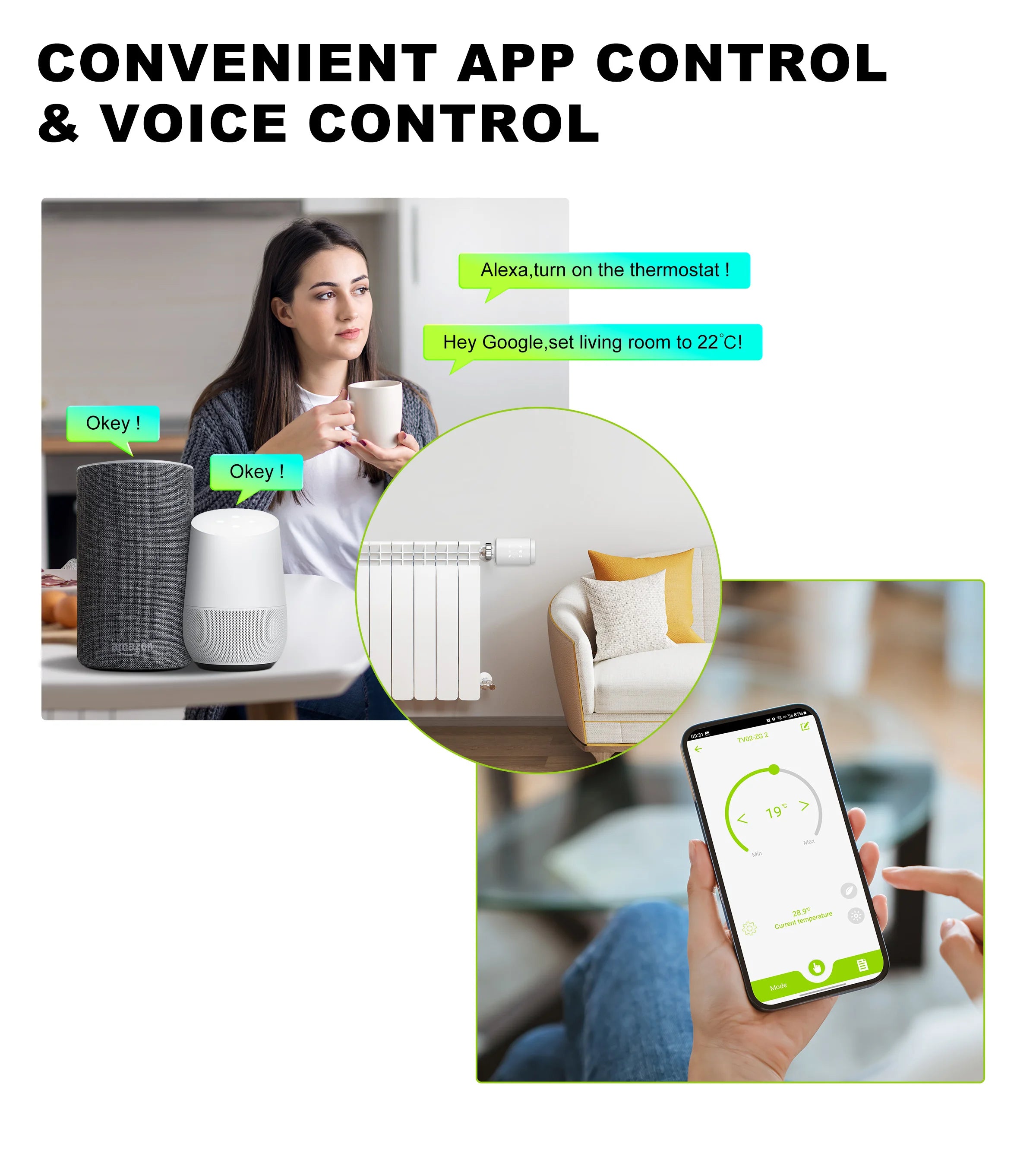 GIRIER Tuya Smart Thermostatic Radiator Valve ZigBee Thermostat Radiator TRV Programmable Temperature Controller Work with Alexa