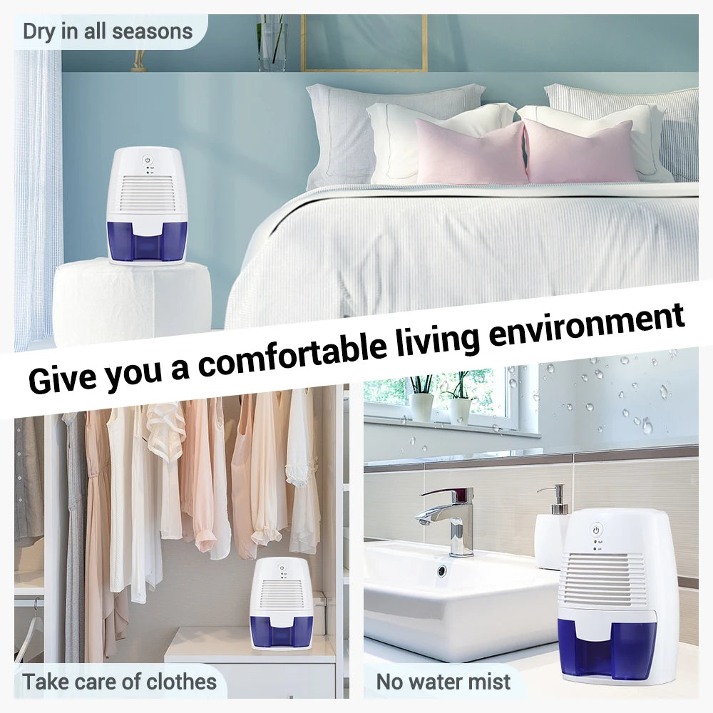 Household Small Dehumidifier for Home Portable Air Dry No Water Mist Mini Humidity Dehumidifiers for Bedroom with Auto Shut Off