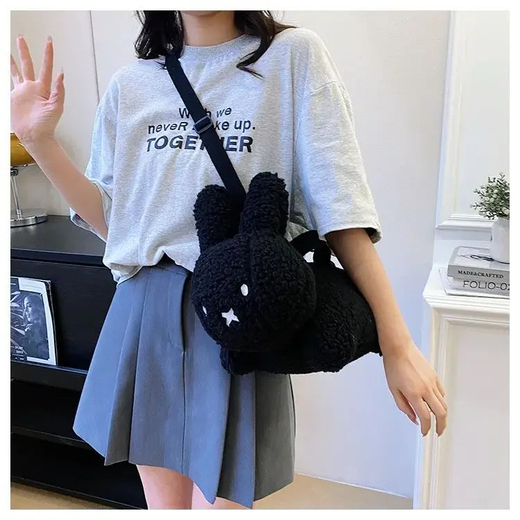 Kawaii Miffy Rabbit plush bag Doll Tote cartoon cute One shoulder Crossbody storage bag Birthday toy Christmas gift
