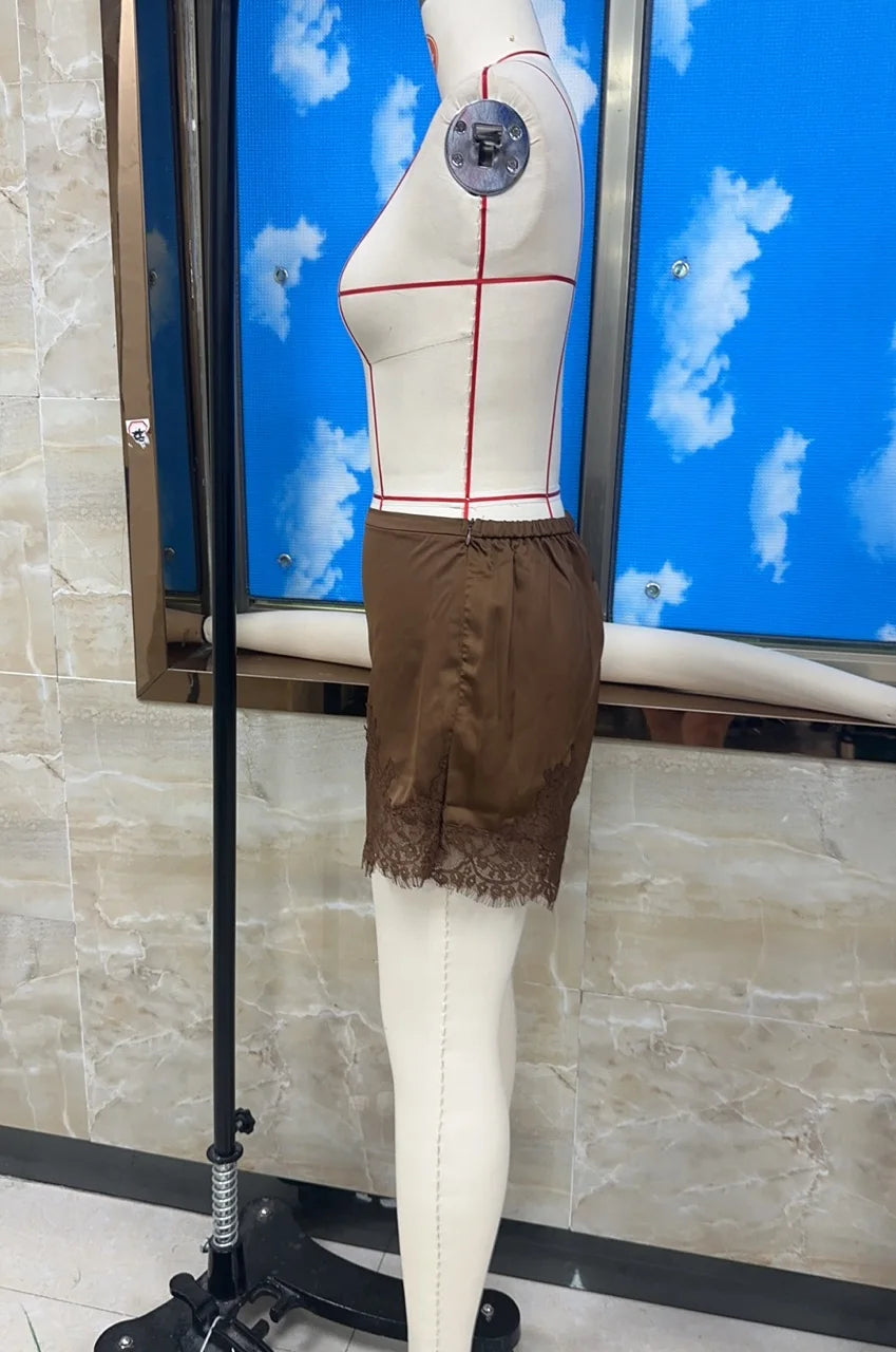 Women Y2k Slik Lace Trim Shorts Stain Pajama Micro Mini Slip Boxer Shorts Low Rise Lounge Pj Bottoms Pettipants Streetwear