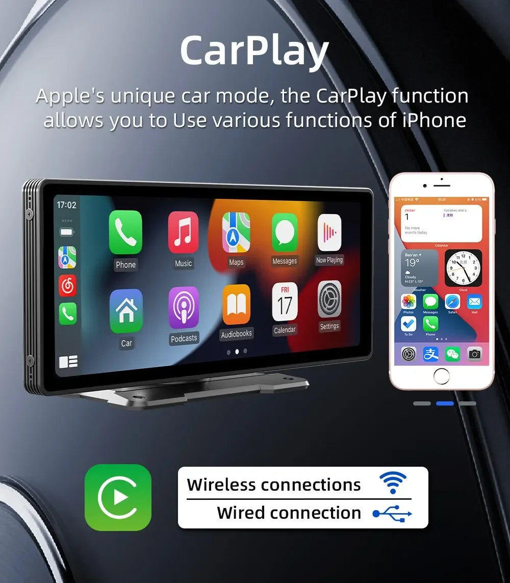 Universal 10.26" Screen Carplay Car Radio Multimedia WIFI Video Player Wireless Carplay Screen+12LED Camera for Apple or Android