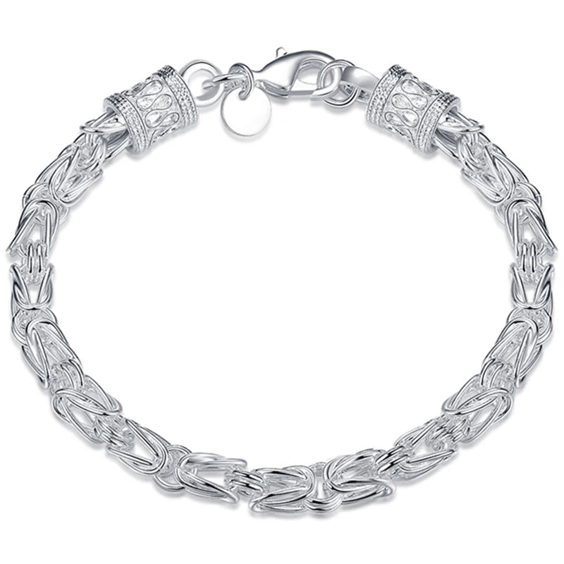 DOTEFFIL 925 Sterling Silver/18K Gold Lobster Clasp Bracelet For Woman Man Fashion Wedding Engagement Jewelry